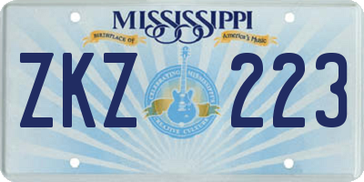MS license plate ZKZ223