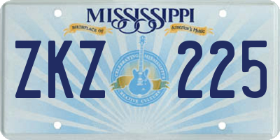 MS license plate ZKZ225