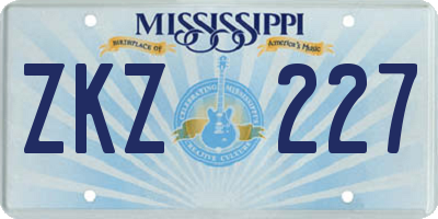 MS license plate ZKZ227