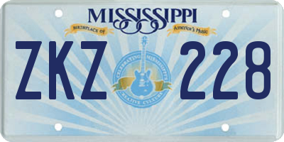 MS license plate ZKZ228