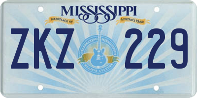 MS license plate ZKZ229