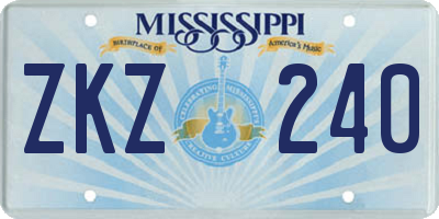 MS license plate ZKZ240