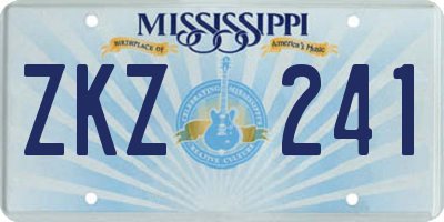 MS license plate ZKZ241