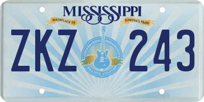 MS license plate ZKZ243