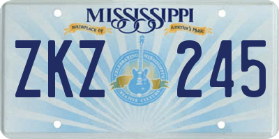 MS license plate ZKZ245