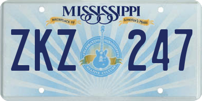 MS license plate ZKZ247