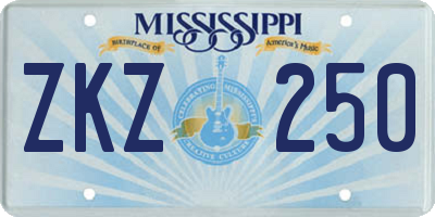 MS license plate ZKZ250