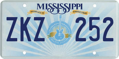 MS license plate ZKZ252