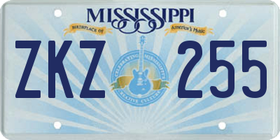 MS license plate ZKZ255