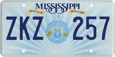 MS license plate ZKZ257