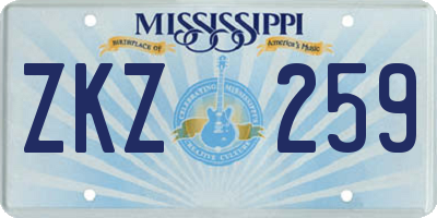 MS license plate ZKZ259