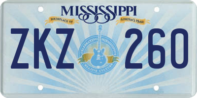 MS license plate ZKZ260