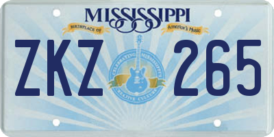 MS license plate ZKZ265