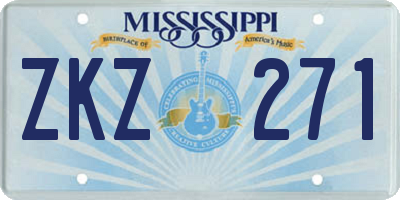 MS license plate ZKZ271