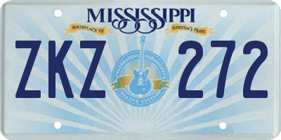 MS license plate ZKZ272