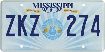 MS license plate ZKZ274