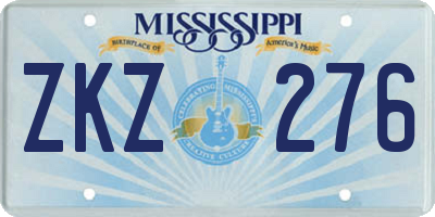 MS license plate ZKZ276