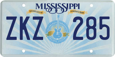 MS license plate ZKZ285