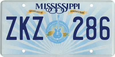 MS license plate ZKZ286
