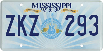 MS license plate ZKZ293