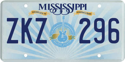 MS license plate ZKZ296