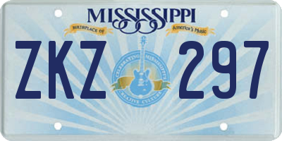 MS license plate ZKZ297