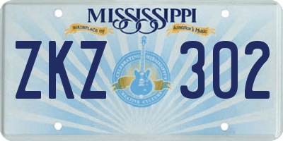 MS license plate ZKZ302