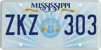 MS license plate ZKZ303