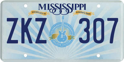 MS license plate ZKZ307