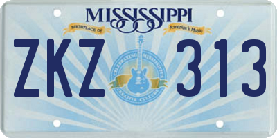 MS license plate ZKZ313