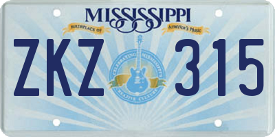 MS license plate ZKZ315