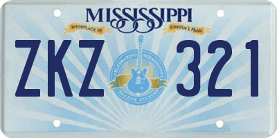 MS license plate ZKZ321