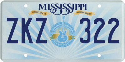 MS license plate ZKZ322