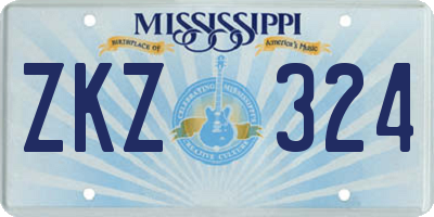 MS license plate ZKZ324