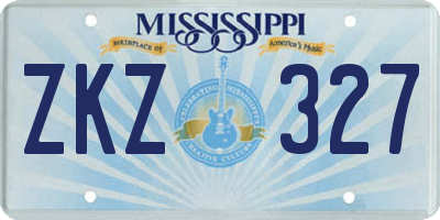 MS license plate ZKZ327