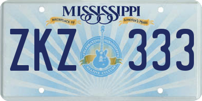 MS license plate ZKZ333
