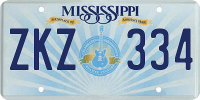 MS license plate ZKZ334