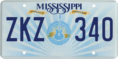 MS license plate ZKZ340