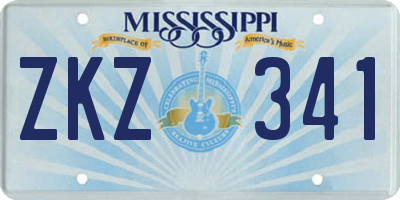 MS license plate ZKZ341
