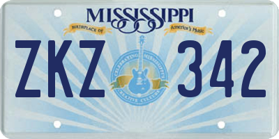MS license plate ZKZ342