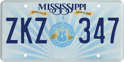 MS license plate ZKZ347