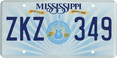 MS license plate ZKZ349