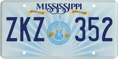 MS license plate ZKZ352