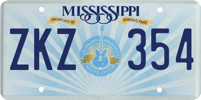 MS license plate ZKZ354