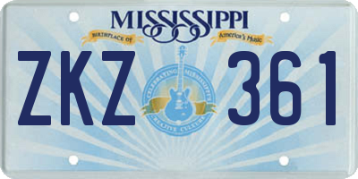 MS license plate ZKZ361