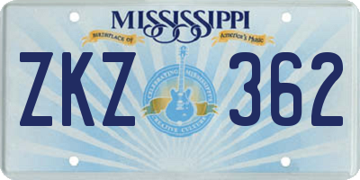 MS license plate ZKZ362