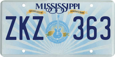 MS license plate ZKZ363