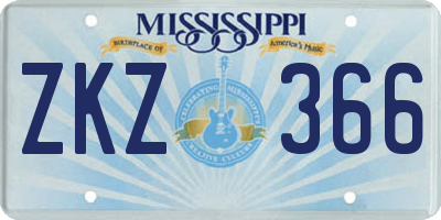 MS license plate ZKZ366