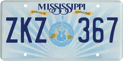 MS license plate ZKZ367