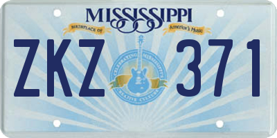 MS license plate ZKZ371